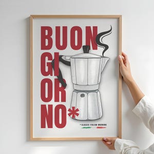 Moka-kanna konsttryck, italienskt kaffeposter (digital nedladdning)