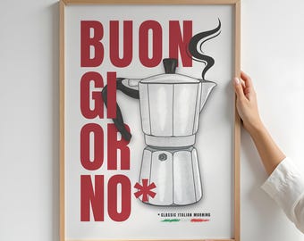 Moka Pot Art Print, Italian Coffee Poster (Digital Download)