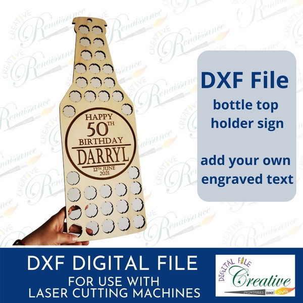 Bottle Top Holder DXF / cap holder laser cut / Mancave Gift DXF / Beer Bottle Digital File / Digital File for Mancave / Home Bar Decor DXF