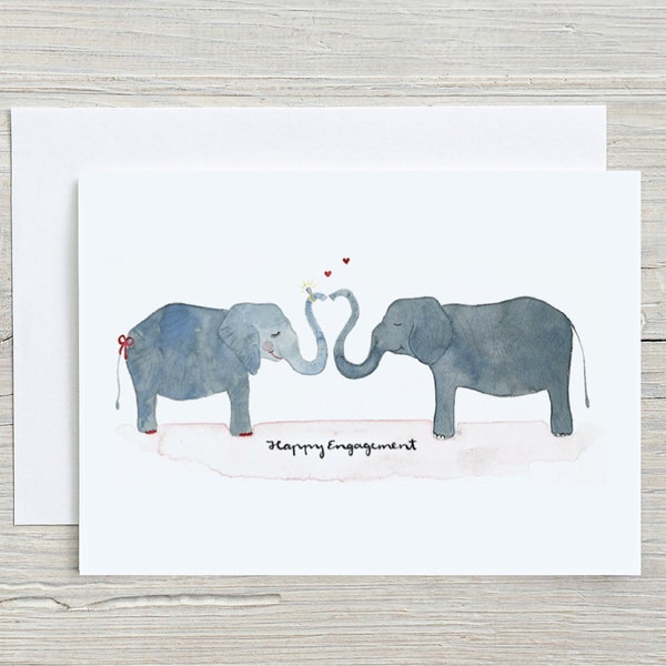 Engagement Card | Engagement Elephants | Watercolour Card | Greeting Card | Eco Paper Card | Recycled Envelope