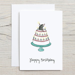 Geburtstagskarte | Geburtstag Maulwurf | Alles Gute zum Geburtstag | Aquarell Karte | Grußkarte | Eco Papier Karte | Recycelter Umschlag