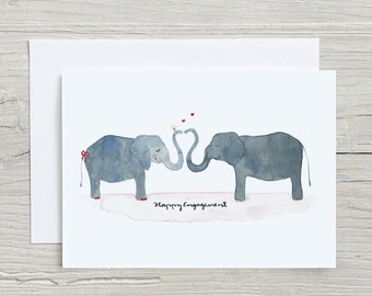 Engagement Card | Engagement Elephants | Watercolour Card | Greeting Card | Eco Paper Card | Recycled Envelope