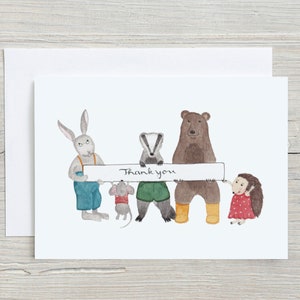 Tarjeta de agradecimiento / Tarjeta de acuarela / Tarjeta de felicitación / Ilustración de animales / Tarjeta de papel ecológico / Sobre reciclado