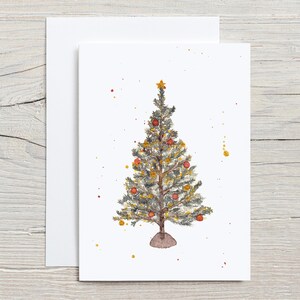 Süße Weihnachtskarte | Weihnachtsbaum Karte | Handgemachte Aquarell Karte | Eco Papier | Recycelter Umschlag