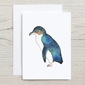 Ilustração de pinguim | Cartão aquarela | Cartão comemorativo | Cartão em branco | Cartão de papel ecológico | Envelope reciclado