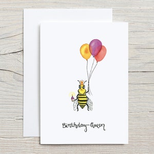 Tarjeta de cumpleaños / Reina del cumpleaños / Tarjeta de acuarela / Tarjeta de felicitación / Tarjeta de papel ecológico / Sobre reciclado