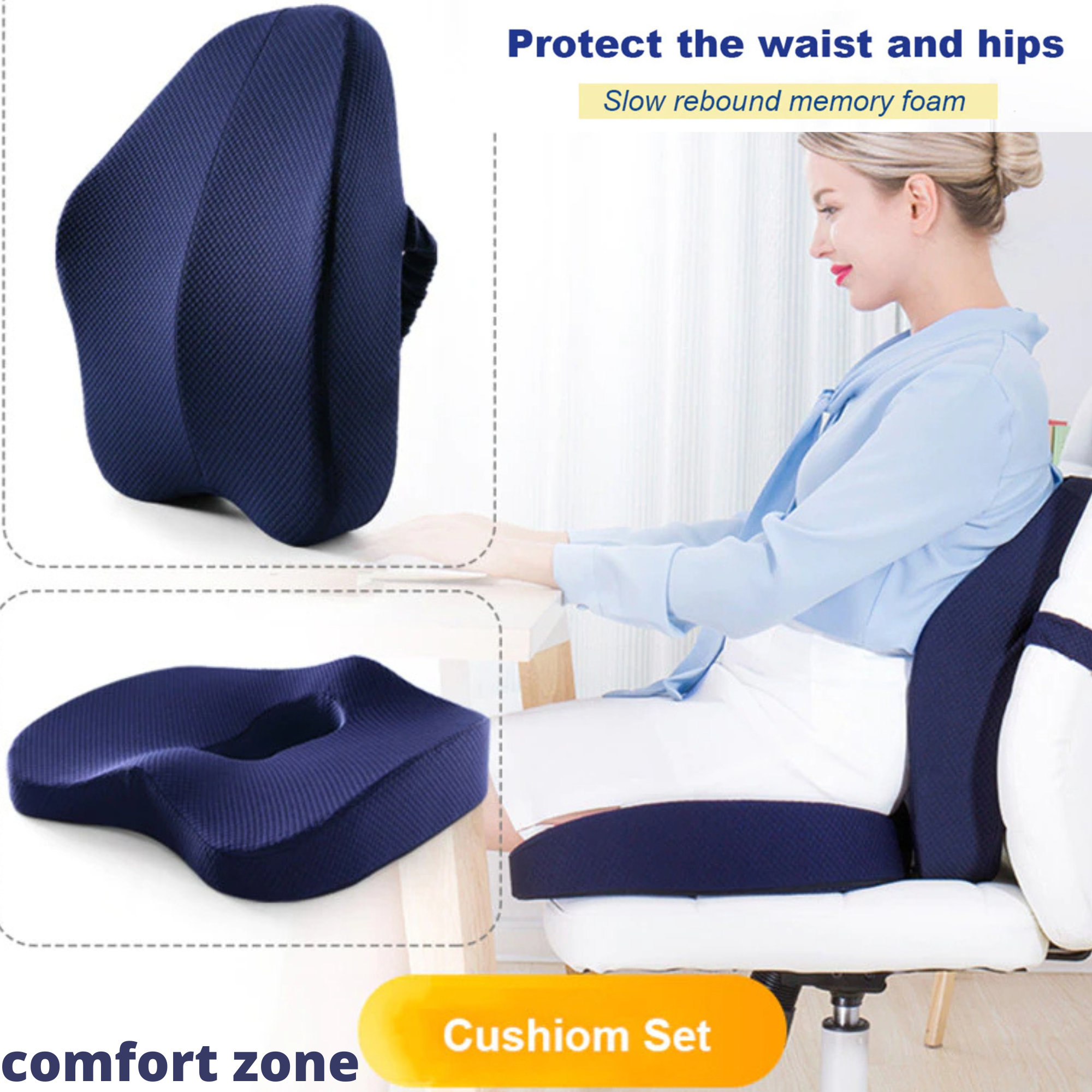 Sleepavo Gel Seat Cushion - Seat Cushions for Office Chairs for Sciatica  Pain Relief - Car Seat Cushion - Tailbone Pain Relief Memory Foam Butt  Cushion Cooling Gel Computer Seat Pad (Navy