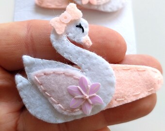 Filz Schwan Haarspange: Baby Mädchen Haarschmuck mit Pailletten