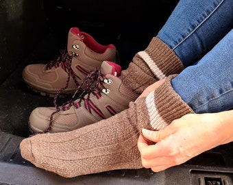 2pk ladies fluted welt wool boot sock- made from sustainable yarns