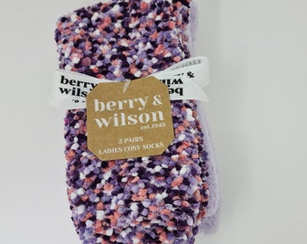 2pk ladies super comfy popcorn and butter cosy socks patterned and plain