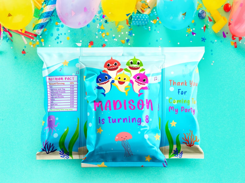 Baby Shark Chip Bag Template Stickers Label Instant Editable - Etsy ...