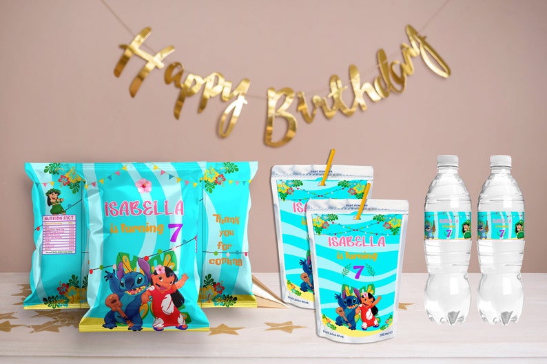Editable Lilo and Stitch Birthday Party Supplies Printable Etsy
