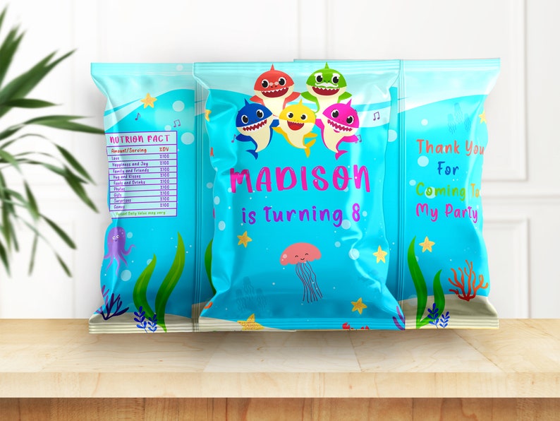 Baby Shark Chip Bag Template Stickers Label Instant Editable - Etsy ...