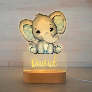 Kids Night Light | Elephant Bedside Lamp | Personalized Lamp | Kids Room Lighting | Gift for Kids | Elephant Children Lamp | Nightstand Lamp