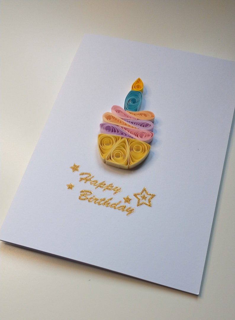 Happy Birthday Greetings Card Paper Quilled Cupcake - Etsy