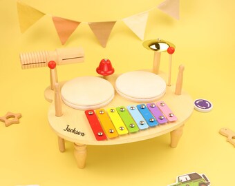 Personalized Percussion Drums And Gongs Baby Hand Beat Drum Music Toys Children's Wooden Multi-functional Percussion Instruments,