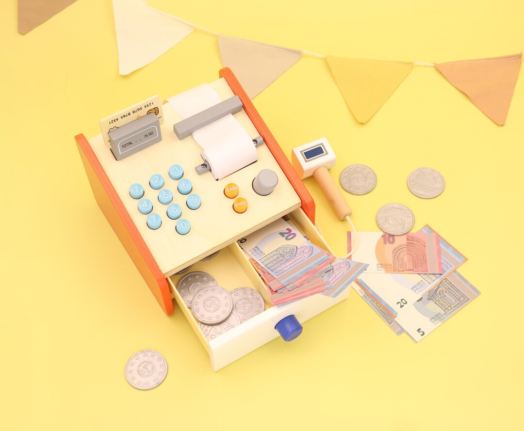 Personalized Wooden Cash Register Lasered With Scanner,wooden