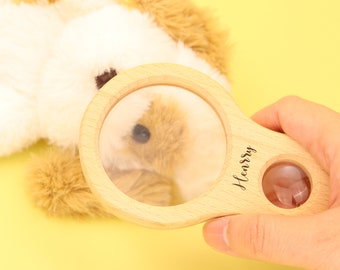 Loupe personnalisée,Loupe en bois pour enfants,Loupe en bois pour enfants,Jouet en bois personnalisé,Outil sensoriel pour tout-petits d'âge préscolaire