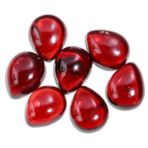 Red Garnet Pear Cabochon: Flat Back Loose Gemstone
