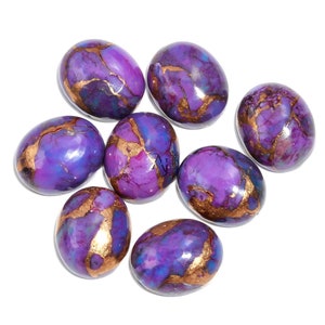 Natural Purple Copper Turquoise Gemstone Oval Shape Cabochon Flat Back Calibrated Gemstone Wholesale Gemstone Cabochon, All Size Available