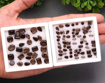 100 Pieces Smoky quartz Faceted Gemstone Mix Shape and Size Smoky quartz Cut Stone, Natural Topaz Loose Stone