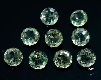 Natural Green Amethyst Gemstone Faceted Round Cut Unheated Amethyst Round Stone Loose Gemstone For Making Jewelry 3mm