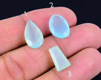 Piedra preciosa de calcedonia aqua, calcedonia facetada, forma de corte mixto, piedra preciosa de alta calidad para hacer joyas, 5,80 cts
