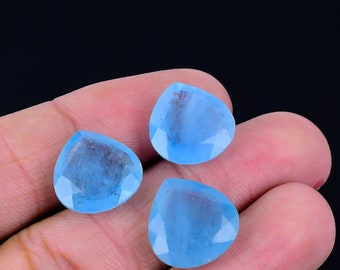 Genuine 11.50 Cts Aquamarine Gemstone/ Blue Aquamarine Faceted/ Heart Aquamarine Gemstone/ Gemstone For Jewelry Making 15x16
