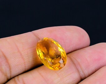 13.15 Cts Citrine Gemstone/ Yellow Citrine Faceted/ Oval Citrine Gemstone/ Loose Gemstone 13x19