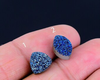 Blue Titanium Drusy Trillion Gemstone for Jewelry Making