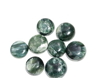 Seraphinite Gemstone/ Green Cabochon Seraphinite Round Stone/ Making For Jewelry 3mm