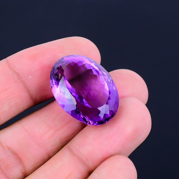 Natural 47.85 Cts Purple Amethyst Gemstone/ Amethyst Faceted/ Amethyst Oval Stone/ For Making Jewelry 20x27