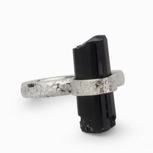 Black Tourmaline Raw Gemstone Ring | Natural Gemstone | 925 Sterling Silver  Ring | Handmade Ring |  Gift For Her