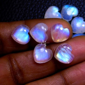 Rainbow Moonstone Heart Shape Stonenstone Rainbow Fire Lot