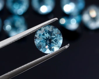 Natural Aquamarine Gemstone Aquamarine Faceted Cut ,Natural Round Blue Aquamarine Loose Stone 3mm