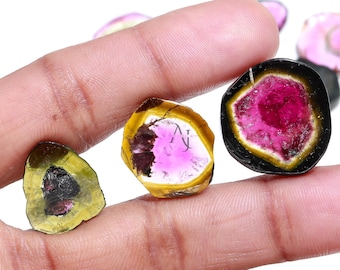 Watermelon Tourmaline Polish Rough – Natural Multi Tourmalin gemstone for jewelry, Wholesale Lot