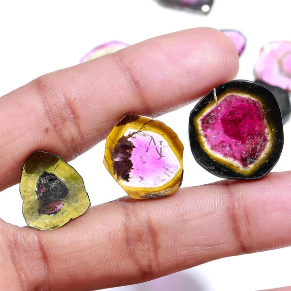 Watermelon Tourmaline Slice, Natural Tourmaline Gemstone, Loose Gemstone, Pink Tourmaline, Wholesale Bulk Lot, Tourmaline Fancy Shape