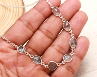 Herkimer Diamond Gemstone 925 Sterling Necklace April Birthstone Party Wear Jewelry