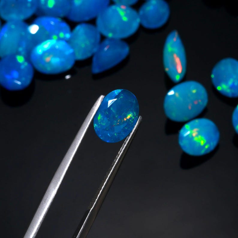 Ethiopian Opal Multi Fire Opal – Welo Blue Opal Gem Wholesale Lot image 4