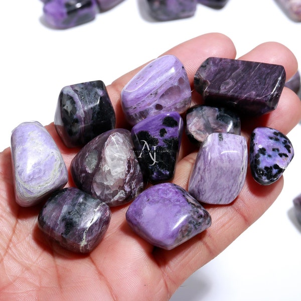 Valuable Charoite Crystal Stones, Charoite Tumbled, Purple Charoite, Polished Charoite, Wholesale Gemstone Lot, Loose Stone For Jewelry