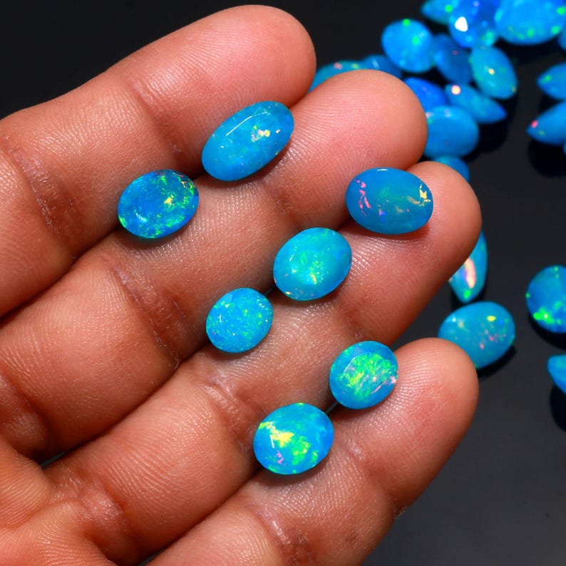 Ethiopian Opal Multi Fire Opal – Welo Blue Opal Gem Wholesale Lot image 6