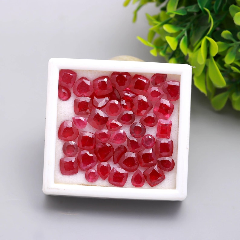 Ruby Mix 100 Pieces Ruby Faceted Gemstone Mix Shape and Size Ruby Cut Stone ...