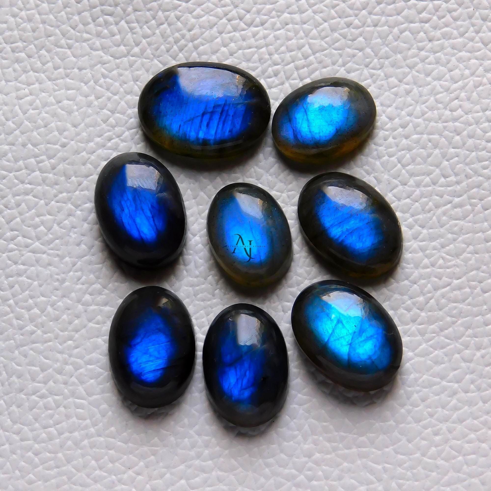 AAA+ Quality Natural Blue Labradorite Oval Shape Cabochon Flat Back Calibrated Wholesale Gemstones, All Sizes Available for Making Jewelry