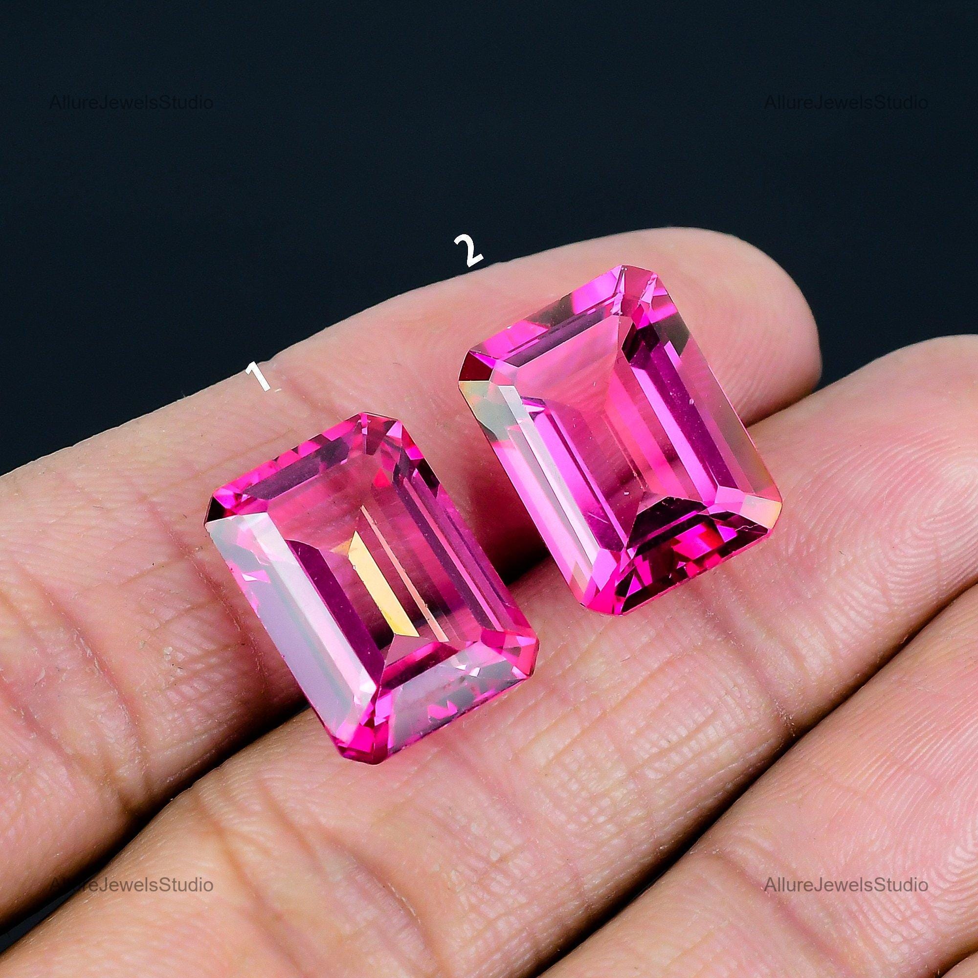 Pietra preziosa di topazio rosa da 18,00 ct: creazione di gioielli sfaccettati rettangolari - Italia