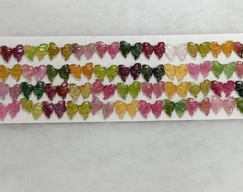 Butterfly Watermelon Tourmaline Carvings: Multi-Color Gemstone Pair (5x8mm)
