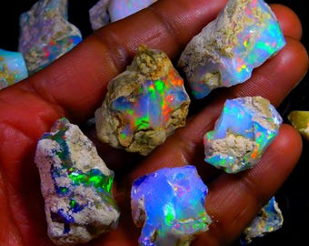 Natural Ethiopian Opal Polished Rough Uncut Gemstone Lot for Jewelry making