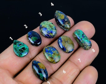 Natural Azurite Malachite Gemstone - High Quality Azurite Malachite for jewelry making - Flatblack Azurite Malachite Cabochon For Jewelry