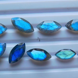 Piedra preciosa de labradorita auténtica/piedra preciosa de labradorita azul facetada/piedra preciosa de labradorita marquesa/piedra preciosa para hacer joyas de 3 x 6 mm