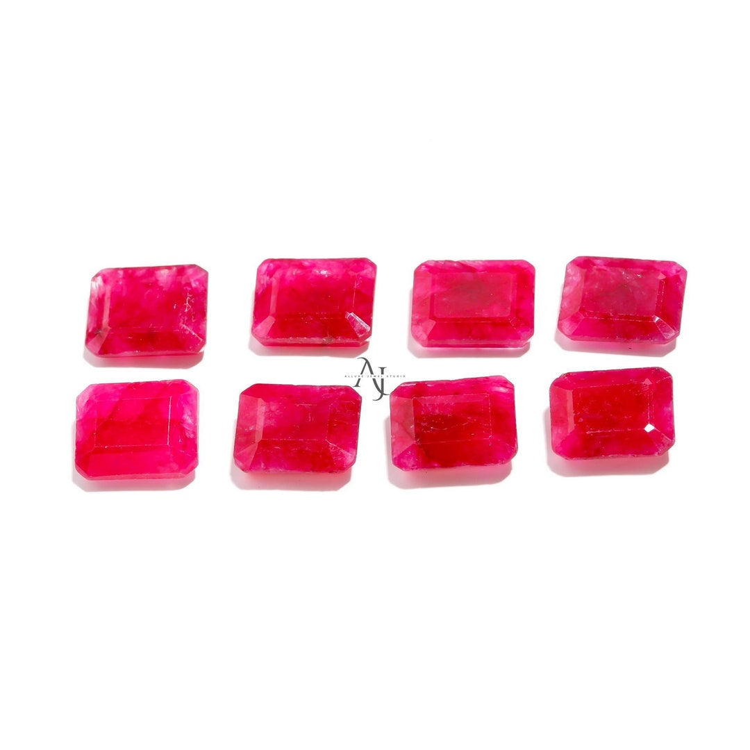 Natural Genuine Ruby Gemstone/ Red Ruby Faceted/ Rectangle Ruby ...