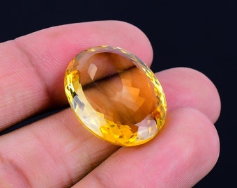 Yellow Citrine Gemstone | Natural 34.15 Cts Citrine Faceted | Oval Citrine Stone For Making Jewelry 21x27